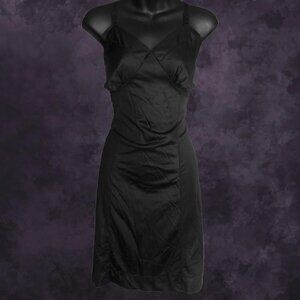 Black Scalloped Slip Dress